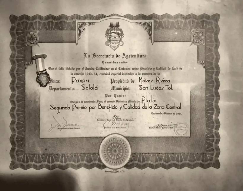 Diploma de la cosecha 1943-44