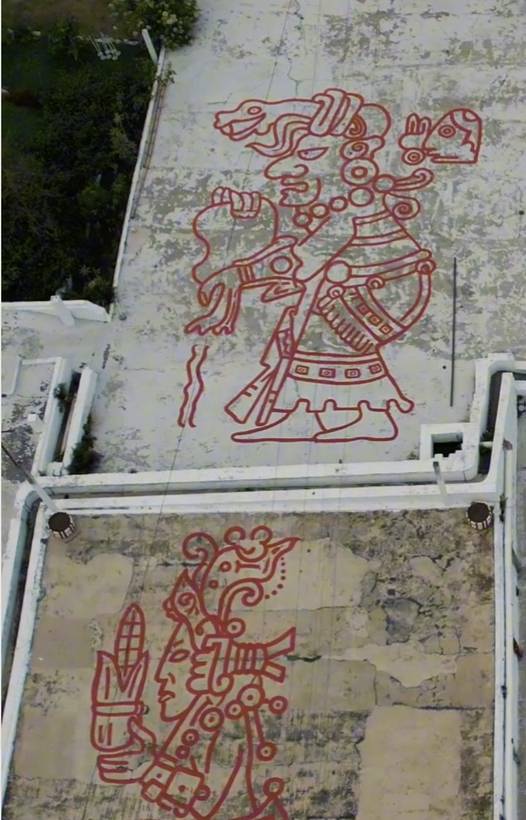 Maya engraving on the patios, seen from above